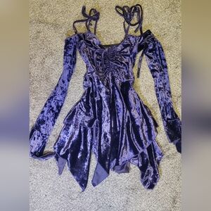 Current Mood Velvet Mini Dress in Dark Purple